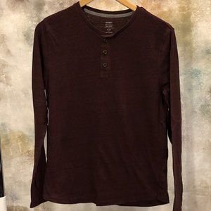 3-button Heathered Burgundy Henley